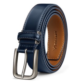 BULLIANT Men Belt, Leather Belt For Gift Men Casual Dress Jeans 1 1/4",Cut for Fit(Purplish Blue,30"-32" Waist Adjustable)