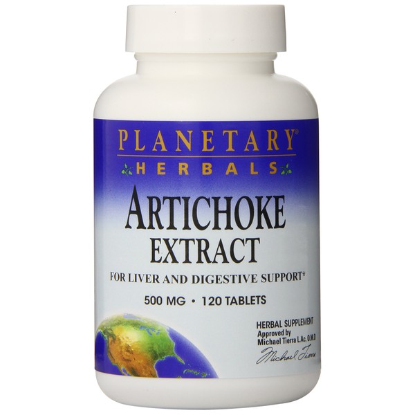 Planetary Herbals Artichoke Extract Tablets, 500 mg, 120 Count