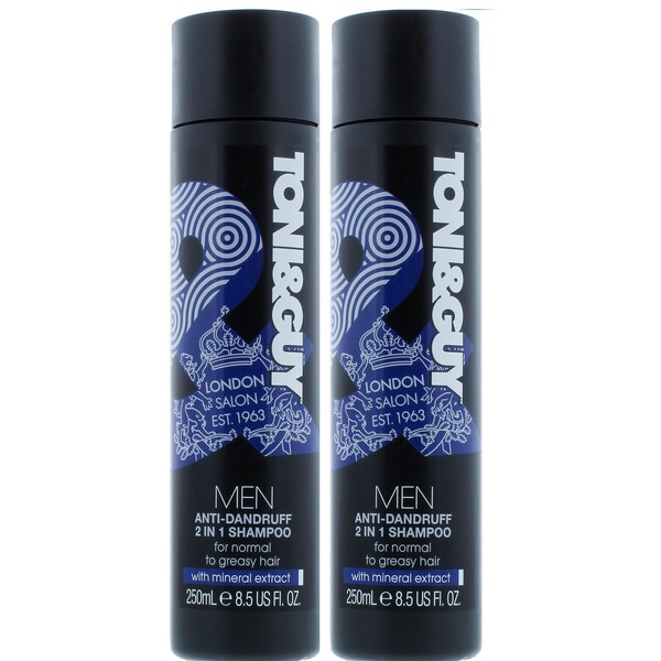 Toni & Guy Men 2 in 1 Anti Dandruff Shampoo & Conditioner x 250ml & Toni & Guy Men Deep Clean Shampoo x 250ml