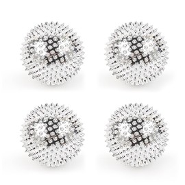4 Pieces Magnetic Acupressure Balls, Finger Massage Balls, Hedgehog Massage Balls, Finger Acupressure Rings, Massage Rings, Finger Massage Balls for Stress Relief (Silver)