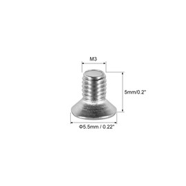 sourcing map M3x5mm Flat Head Machine Screws, Phillips Cross Screw, 304 Stainless Steel, Fasteners Bolts 100Pcs