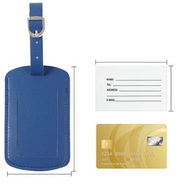 Vividwise Luggage Tags with Name ID Card, Leather Luggage Suitcases Tag for Bag Baggage Travel Accessories 3 Pack (Blue)