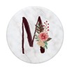 "M" Initial Monogram Letter Watercolor Floral - White Marble