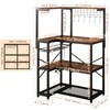 L-Shaped Bakers Rack with Power Outlet,4-Tier Corner Microwave Stand with