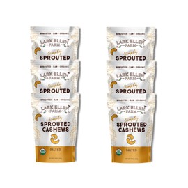 Lark Ellen Farm Whole Cashews, Salted Raw Sprouted Nuts, Certified USDA Organic, Gluten-Free, Vegan Snacks (10 oz, 6 pack)