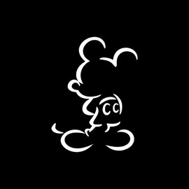 Silhouette Outline Mickey MKR Decal Vinyl Sticker |Cars Trucks Vans Walls Laptop| White |5.5 x 4.1 in|MKR2167