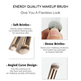 ENERGY Under Eye Concealer Brush Mini Flat Angled Kabuki for Concealing Blending Setting Buffing with Powder Liquid Cream Cosmetics Vegan Makeup Brush