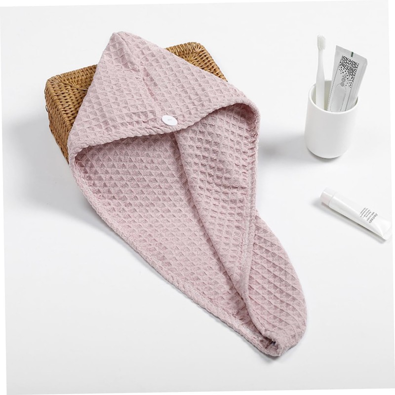 Baluue 1pc Ultra Absorbent Waffle Hair Towel Fast Drying Hair