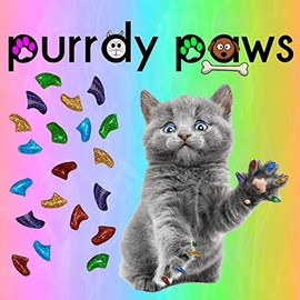 Purrdy Paws Soft Nail Caps for Cat Claws Rainbow Glitter (Kitten)