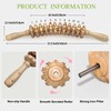 Wooden Curved Handheld Roller Massager Stick- 12 Rollers Wood Therapy