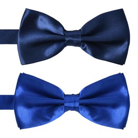 Pre Tied Bow Tie Neckties for Men Boys Adjustable Bowtie Men's Solid Bow Ties Pre-tied Formal Tuxedo Bow Tie for Wedding Prom Party 2Pcs Blue Navy Blue Bowties Suits Accessories