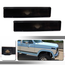 Tonsya Black Smoked Lens Compatible with Lamps housing kit For 1980-1986 Ford BRONCO F-150 F-250 F-350 Front Bumper Side Marker housings Pickup Truck SUV FO2551106 EOTZ15A201B EOTZ15A201A