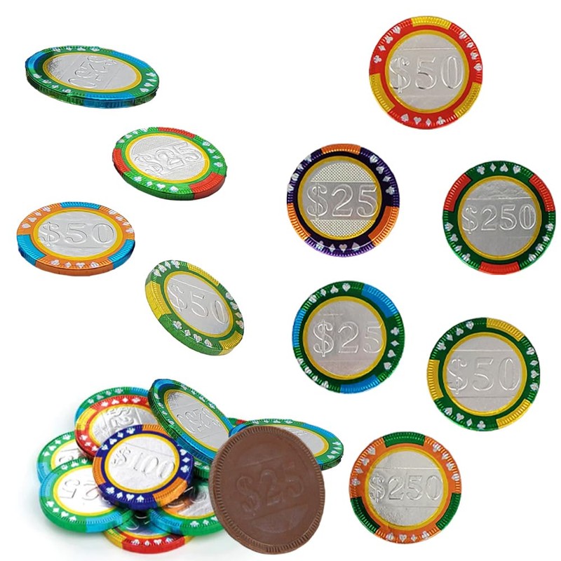 Fruidles Casino Poker Chips Half-Pound - Belgian Milk Chocolate Coins,