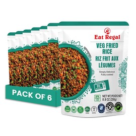 Eat Regal Veg Fried Rice – Microwavable, Ready in 90 Seconds, Pack of 6 (8.8oz) | Instant & Flavored Rice | Side Dish