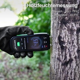 RDINSCOS Holzfeuchtemessger?t mit Hold-Funktion fr Brennholz, W?nde und Mauerwerk C RDINSCOS Feuchtigkeitsmesser fr Holz und Baustellen