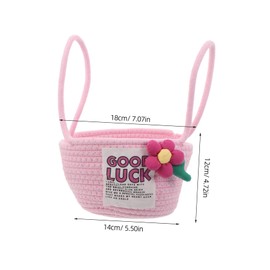 IWOWHERO Small Basket With Handles: Rope Woven Nursery Storage Bin Basket Portable Holder Tote Bag for Travel Baby Shower Present Newborn Essential