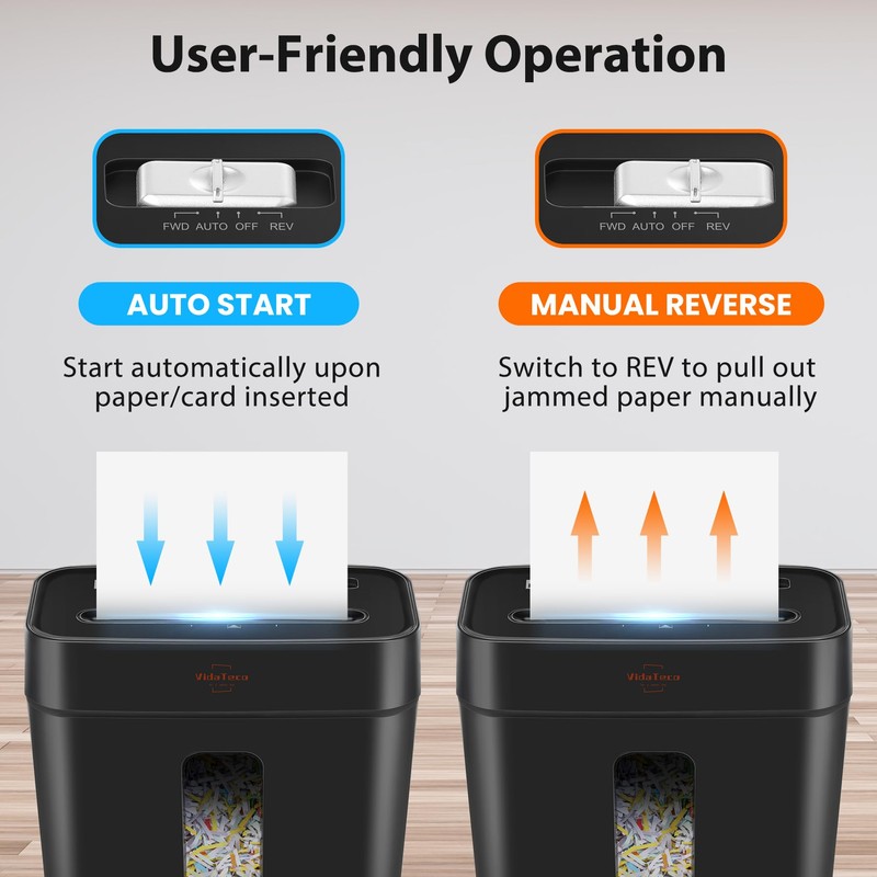 Paper Shredder for Home Use,VidaTeco 6-Sheet Cross-Cut Shredder,Also Shred Card/Clip/Staple,P-4