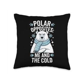 Winter Animal Humor Polar Bear Arctic Cold Weather Comedy Throw Pillow