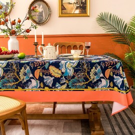 EHouseHome Indoor Outdoor Tablecloth Water Resistant Spill Proof Fabric Table Cover 52x70Inch Rectangle,Orange Marita