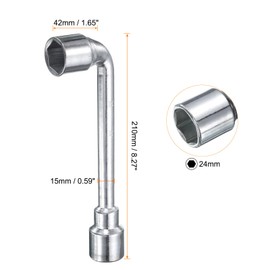 HARFINGTON L Shaped Angled Hex Socket Wrench 24mm 45# Steel Double Ended Metric 6 Point Tubular Socket Spanner for General Repairing, Pipeline, Bicycle Car Maintenance