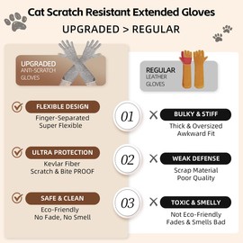 MANON ROSA Pet Handling Gloves – 16" Extra-Long Kevlar Cat Grooming Arm Sleeves, Anti-Scratch & Bite Resistant Protective Sleeves for Bathing & Nail Trimming (1 Pairs)