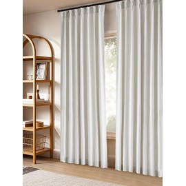 Greyish White Chenille Velvet Pinch Pleated Blackout Curtains Room Darkening Thermal Insualted Window Drapes 102 Inches for Living Room Bedroom Back Tab with Hooks 2 Panels,38"W x 102"L x 2