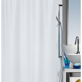 Spirella Anti-Mould Shower Curtain - Anti-Bacterial, Washable, Waterproof - Polyester, "Primo" 180 x 200 cm, White
