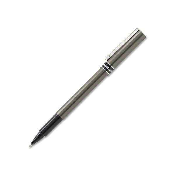 Uni-Ball 60025 uni-ball Deluxe Stick Roller Ball Pen, MGY Barrel, BLK Ink, Micro Fine, 0.50 mm, Sold Individually