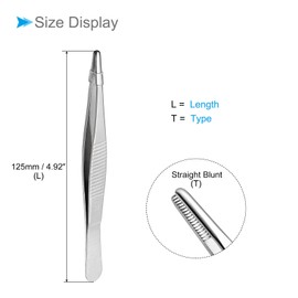 CoCud Tweezers, 125mm Length, Stainless Steel Straight Blunt Serrated Tip Tweezer - (Applications: for Mechanical Equipment Product Repair), 2-Pieces