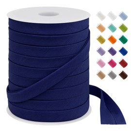 LEREATI Dark Blue Bias Tape Double Fold 1/2 Inch x 55 Yards, Polyester Fabric Seam Binding Tape for Sewing, Seaming, Hemming, Piping, Quilting, Upholstery Trim