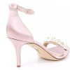 Sam Edelman Platt Pearl Detail Pink Satin Heels Ankle Strap