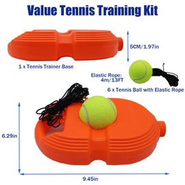 Magicorange Tennis Trainer Rebound Ball with 6 String Balls, Solo Tennis Training Equipment for Self Tennis PracitceTraining for Beginner (Orange)…