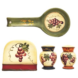 ACK Tuscany Grapevine Hand Painted Ceramic Table Top Set, 84025/28