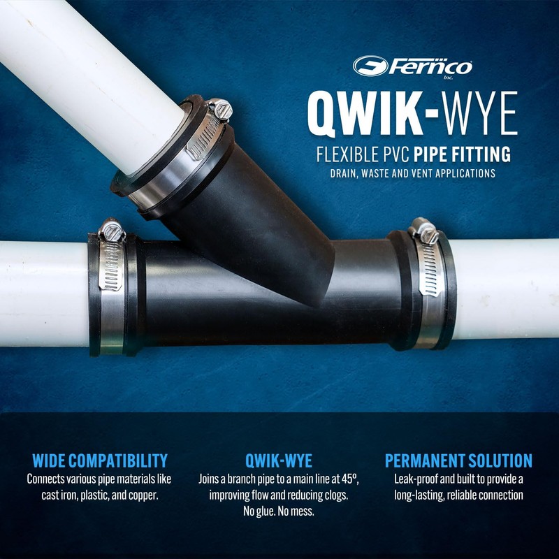 Fernco 1.5 in. Hub Flexible PVC Wye DWV Pipe Fitting