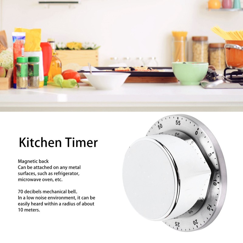 Kitchen Timer Stainless Steel Countdown Timer Clock Mechanical Kitchen Timer