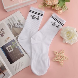 Ysound Bridal Socks Women, Wedding Socks, Crew Socks for Bride & Team Bride, Cotton Socks for Wedding, JGA Accessories, Bridal Shower, Wedding Gifts, Bridesmaid Gift, black, white
