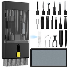 Tastatur Reinigungsset - Reinigungsset für Airpods 22 in 1 Tastaturreiniger mit Bürste Kopfhörer Reinigungsstift Multifunktionales Reinigungsset für Kamera Laptop PC-Monitor Telefon, Obsidianschwarz
