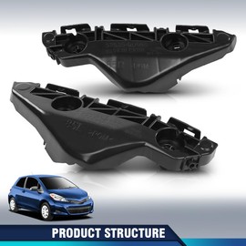 PIT66 Front Bumper Retainer Bracket Set Compatible with Toyota Yaris Base 2007-2012, Fit Toyota Yaris S 2007-2009 5253552131, 5253652141, TO1089113, TO1088113 Black