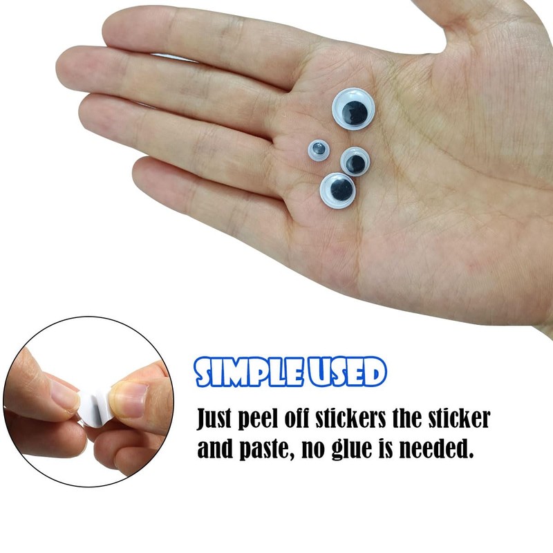450Pcs Black Wiggle Googly Eyes with Self-Adhesive, 6mm 8mm 10mm