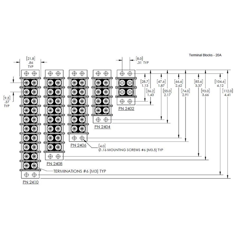 Blue Sea Systems 2408 8 Circuit Terminal Block, 20A