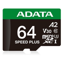 ADATA 64 GB Tarjeta de Memoria Speed Plus MicroSDXC UHS-I U3 Clase 10 con Adaptador Color Negro con Verde