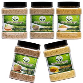 HDC Siridhanya unpolished and organic millets combo pack of 5 [Kodo, Foxtail, Barnyard, Little and Proso millets, Each millet 900gm packed in Jar] organically grown from Andhra Pradesh