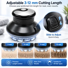 Cordless Circular Hair Clipper – 3–12 mm Self-Haircut Trimmer with LED Battery Display