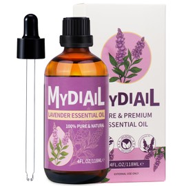 MYDIAIL Lavender Oil Essential Oil 4oz Natural Lavender Essential Oil for Diffuser, Massage, Bathing, Skin & Hair Care, Home Cleaning, Candle Making, DIY Freshener - 118ML