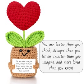 Emotional Support Plush Heart for Mom Daughter Son Sister Friends Coworkers, Positive Crochet Flowers, Inspirational Birthday Presents, Appreciation Gifts (You're Loved More Than You Know)