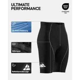 DANISH ENDURANCE Cycling Shorts with Padding, Cycling Shorts, MTB Shorts, Stretchy & Flexible, for Men, black/grey