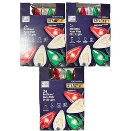 Home Accents Holiday 3 Home Accents Holiday 24 ct Red Green White Steady Lit Super Bright C9 Lights