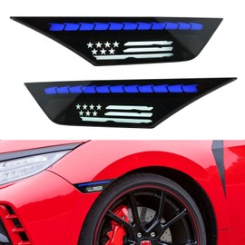 DUNTUO 10th Gen Front Side Marker Light for 2016-2021 Honda Civic Coupe Sedan Hatchback Smoked Lens LED Running Lamp USA Flag America Stars and Stripes Style Clearance Markers Indicator Lamps