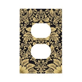 SgEdao Decorative Outlet Covers Gold Morris Plant Leaves Vine Damascus pattern 1 Gang Duplex Light Switch Cover Plate Wall Plates for Electrical Outlets Switchplate Faceplate for Bedroom Decor