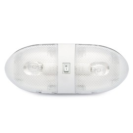 Lumitronics RV Double Ceiling Dome Light, Interior Lighting for Camper Trailer - On/Off Switch, Removable Lenses